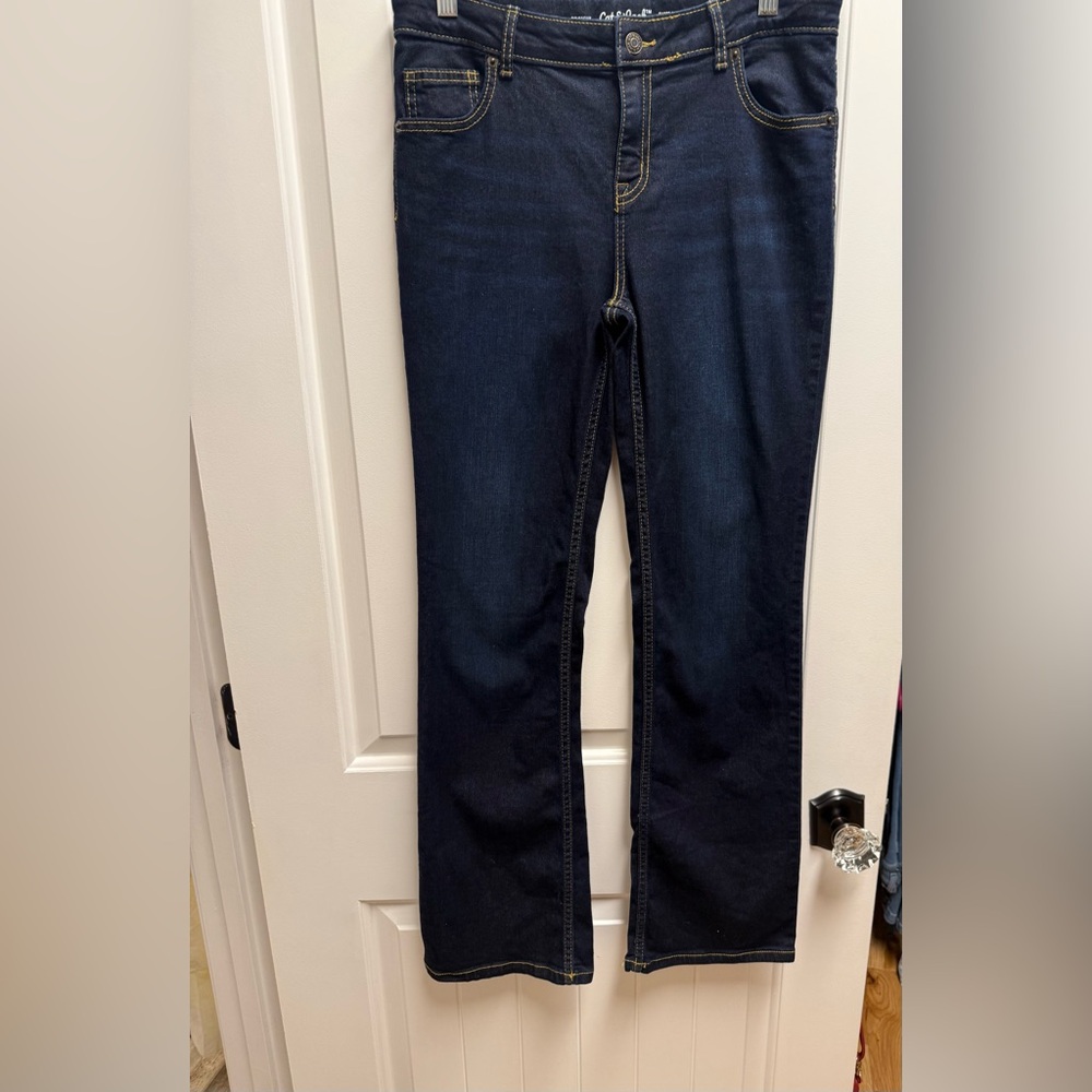 Cat & Jack Jeans Girls Boot Cut Pants Size 16 Super Stretch Dark Wash EUC
